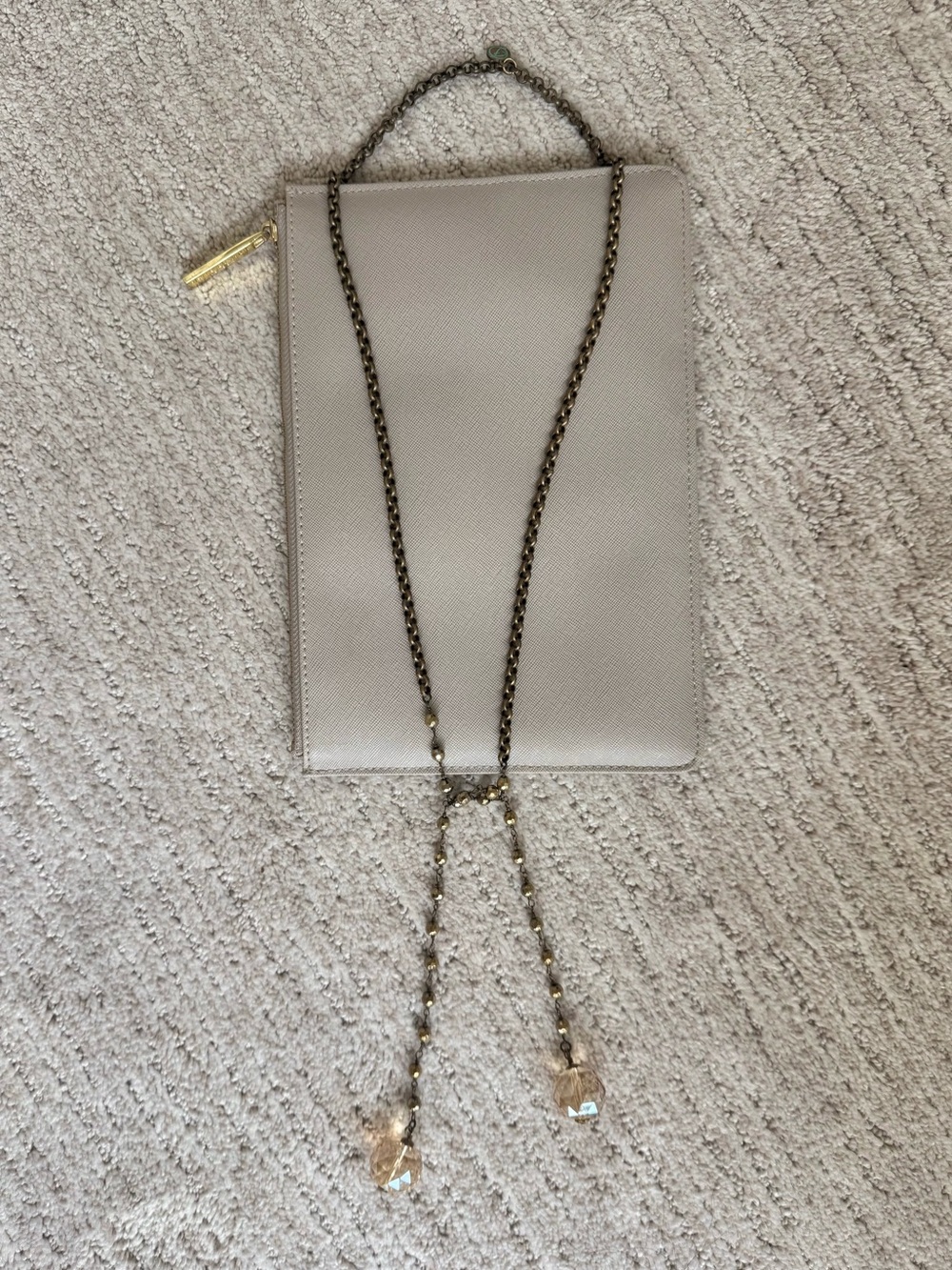 Delicate Taupe Crystal-Ended Chain Necklace